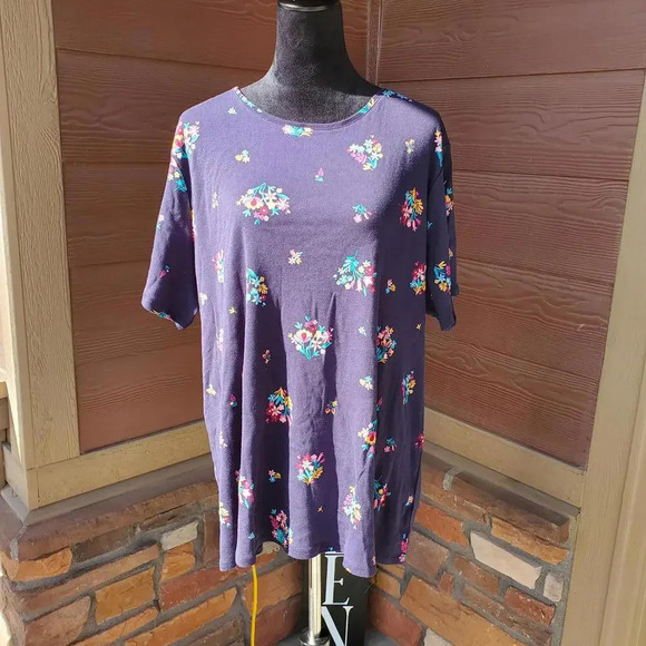 Croft & Barrow Blue Floral Short Sleeve T-Shirt Women's Plus Size 2X NWOT - Picture 8 of 15